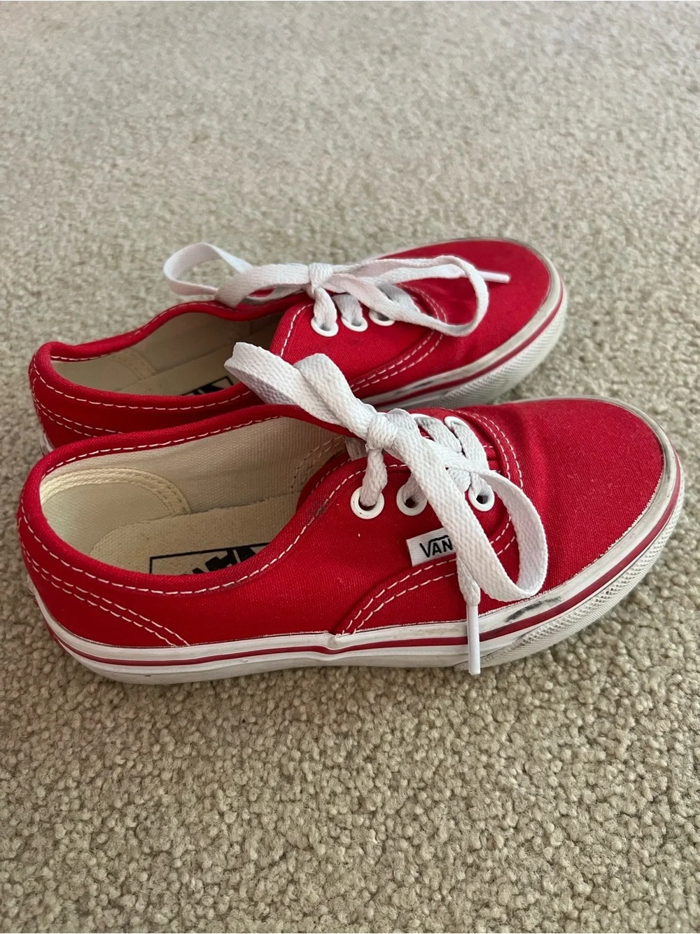 Vans Kids Authentic Canvas Sneaker in Red Size 12